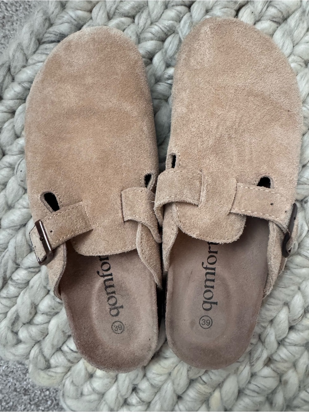 Suede Slip-On Clog in Taupe